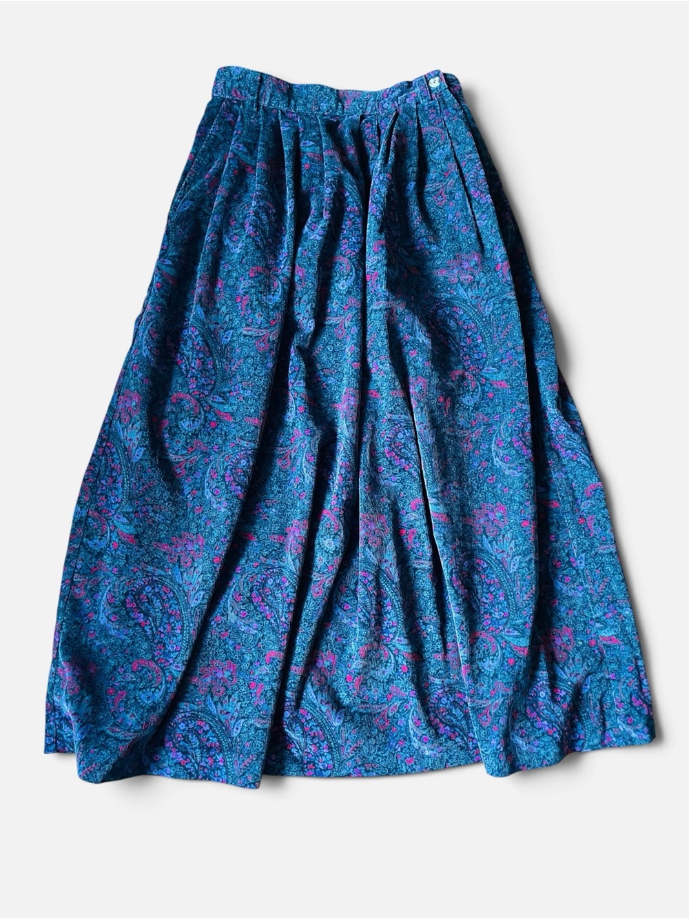 L.L. Bean Teal and Purple Paisley Maxi corduroy Skirt